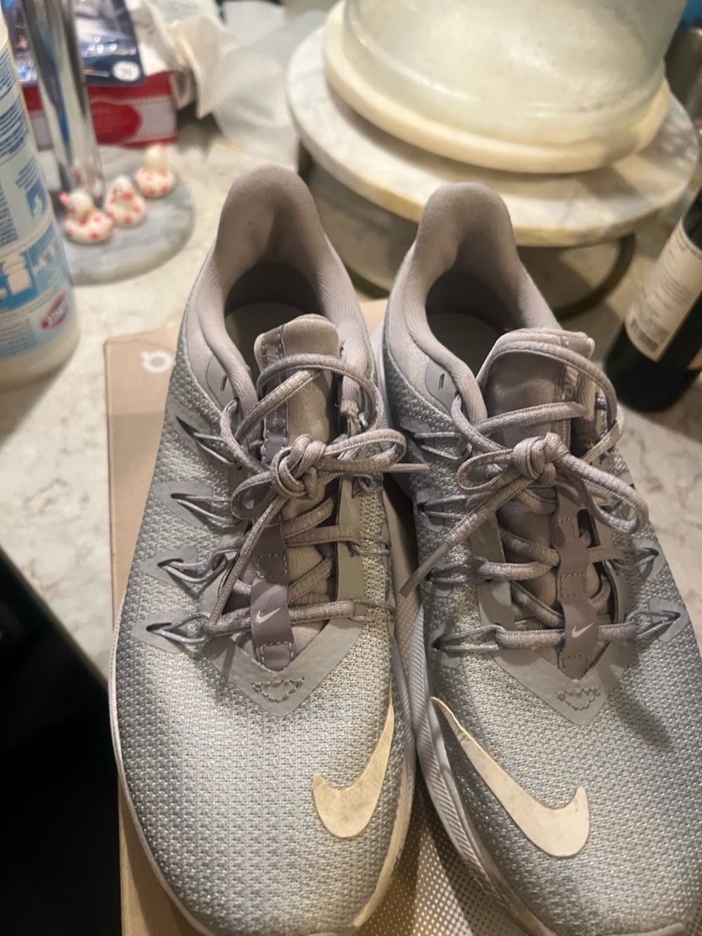 Nike Kids Gray and Cream Running Sneakers